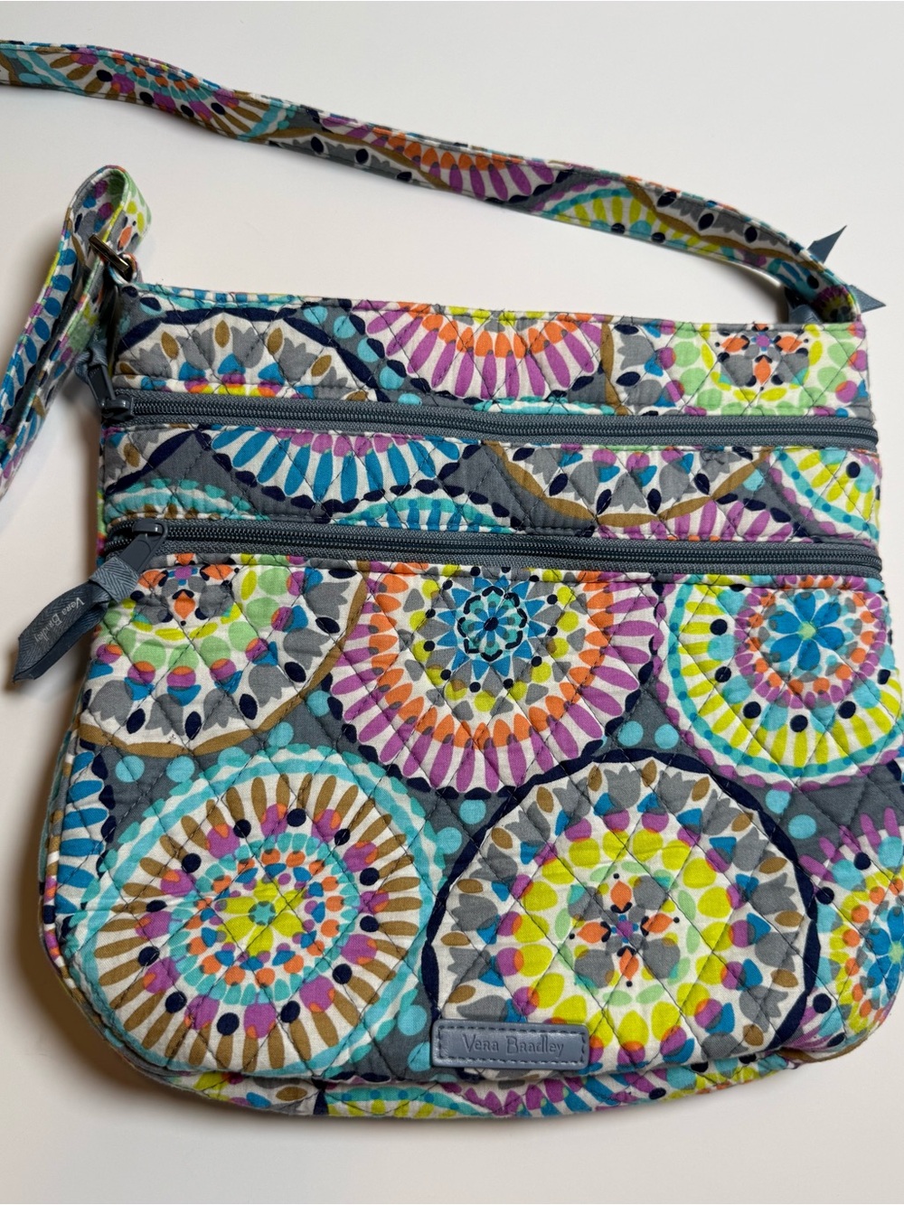 Vera Bradley Triple Zip Hipster Crossbody Bag Quilted Retired ‘Sunny Medallion’
